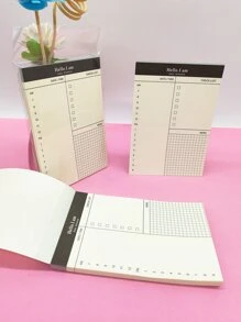 A Minimalist And Portable Planner/Notebook With 50 Sheets For Daily/Weekly Planning, To-Do Lists, Memo And Notes For Office And Study Purposes. - Black and White - View 3