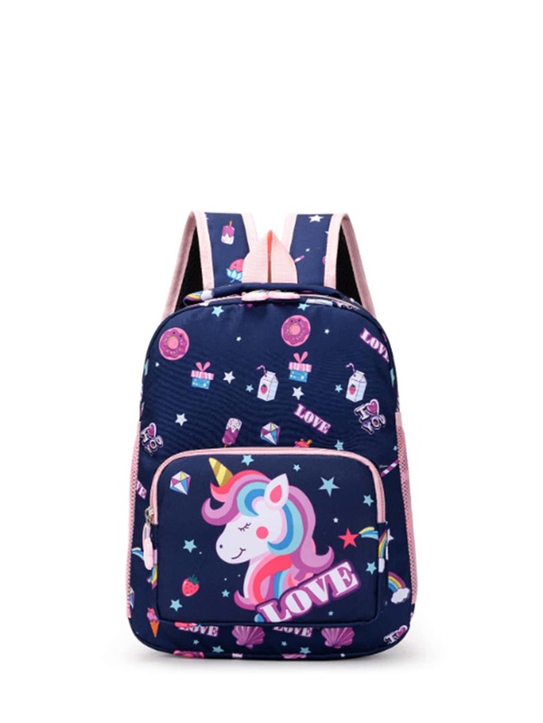 Kids Letter & Unicorn Graphic Functional Backpack Cute