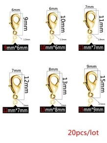 20 cái 9/10/11/12/13/15mm Thép không gỉ Lobster Clasp Cái móc Kết thúc Trình kết nối Vòng tay Dây chuyền DIY Làm đồ trang sức Phụ kiện - Vàng - Xem 7