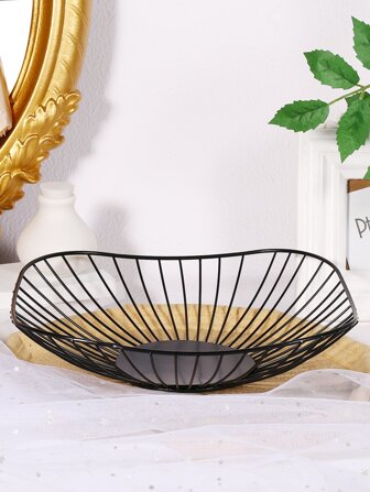 1pc Minimalist Creative Iron Art Fruit Basket With Ruffle Trims, Metal Fruit Bowl For Home Living Room Tabletop Decoration,Kitchen,Christmas Gift