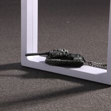 男士个性化坦克造型钛钢吊坠项链，精致配饰 - 灰色 - 查看 3