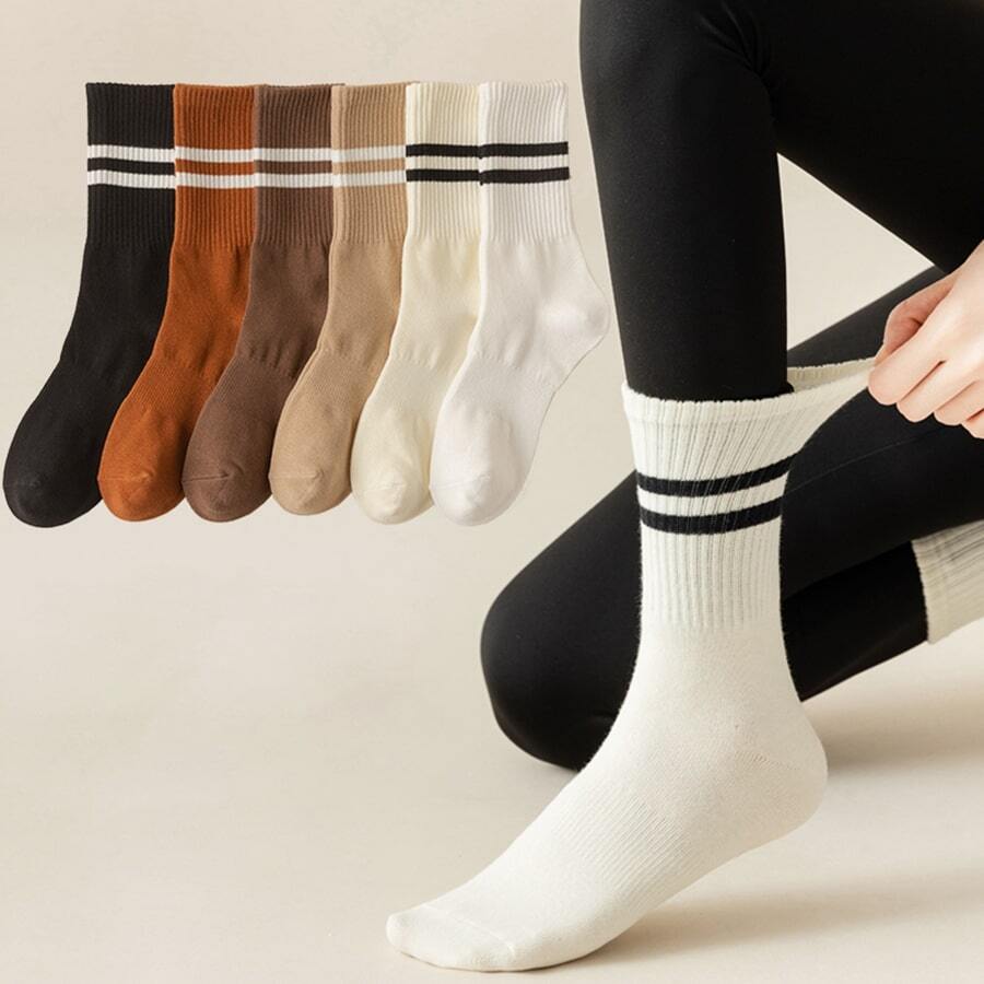 Striped Pattern Crew Socks | SHEIN USA