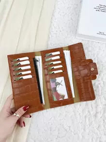 Ví da cá sấu gập đôi thời trang dành cho nữ công sở hiện đại mỏng di động đa năng dung lượng lớn thẻ tín dụng có khóa kéo đựng tiền mặt kinh doanh giản dị hoàn hảo cho trường học công sở đi làm kinh doanh ngày nhà giáo trở lại trường ngày lễ kỷ niệm ngày sinh nhật làm quà tặng vào ngày lễ tình nhân phụ nữ phụ nữ công nhân viên chức túi sinh viên đại học đồ dùng học tập cho trường ký túc xá & trở lại trường cho phụ nữ ví ví dài ví ví dài - màu nâu - Xem 3