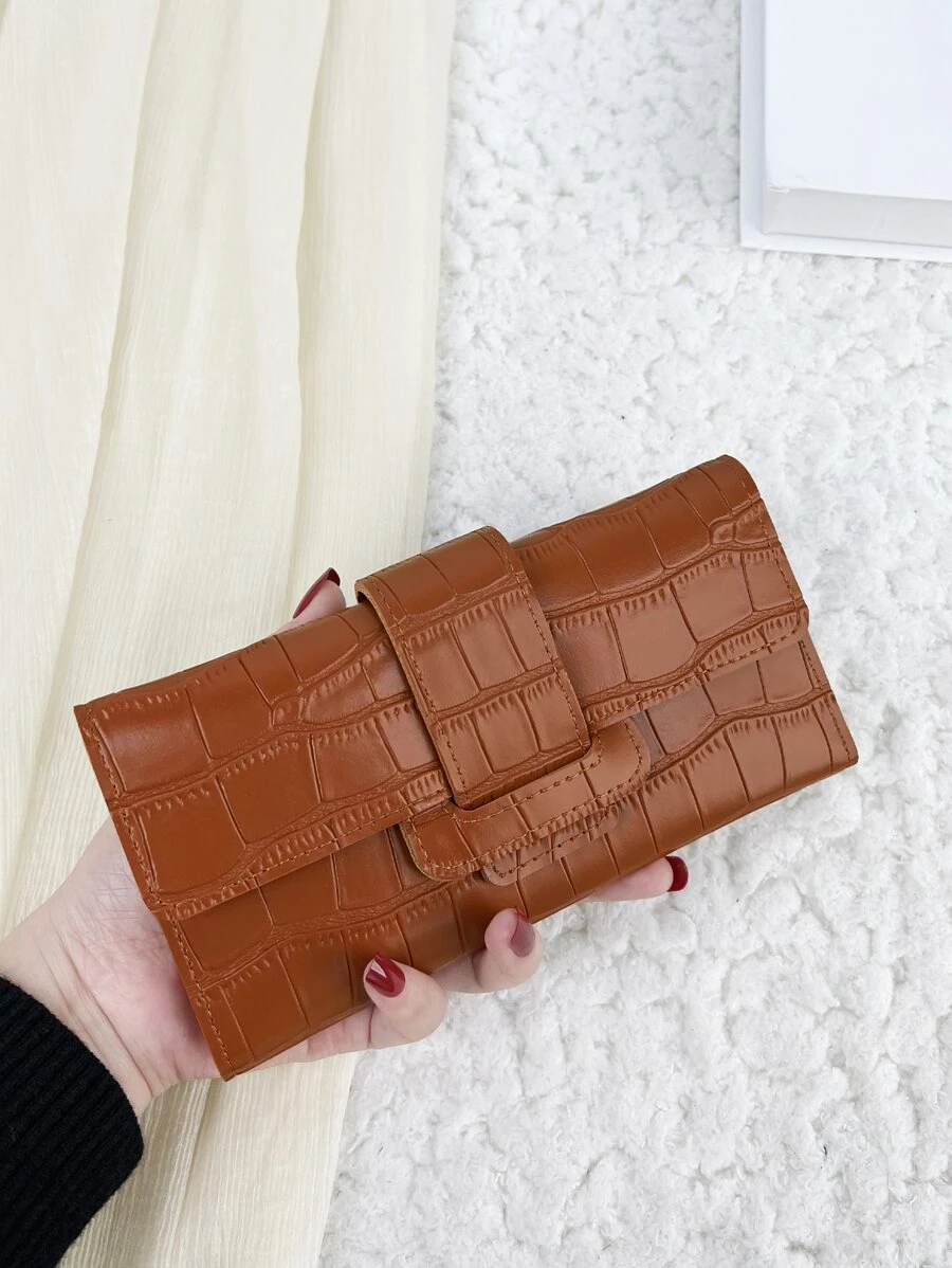 Ví da cá sấu gập đôi thời trang dành cho nữ công sở hiện đại mỏng di động đa năng dung lượng lớn thẻ tín dụng có khóa kéo đựng tiền mặt kinh doanh giản dị hoàn hảo cho trường học công sở đi làm kinh doanh ngày nhà giáo trở lại trường ngày lễ kỷ niệm ngày sinh nhật làm quà tặng vào ngày lễ tình nhân phụ nữ phụ nữ công nhân viên chức túi sinh viên đại học đồ dùng học tập cho trường ký túc xá & trở lại trường cho phụ nữ ví ví dài ví ví dài - màu nâu - Xem 1
