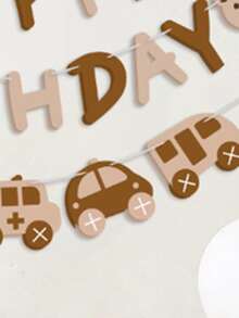 生日快乐汽车熊生日派对装饰彩旗 - 咖啡棕 - 查看 4