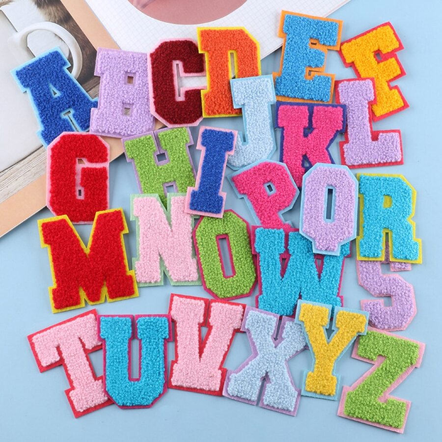 26pcs/Set Fashion Colorful Letter Embroidered Patch, Heat Transfer Sew On Clothes Decorative Patch