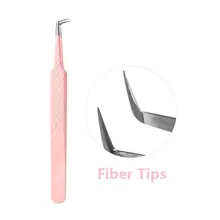 FADVAN Fadvan 1 Pc Eyelash Tweezers Extension Pink Stainless Steel Superhard Tweezers With Fiber Tips High Precision Anti-Static Tweezers