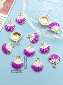 20 Cái/bộ Thời Trang Tráng Men Vỏ Hợp Kim Tự Làm Mặt Dây Chuyền Trang Sức Bông Tai Vòng Cổ Làm Phụ Kiện - Màu tím - Xem 3