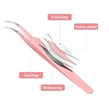 FADVAN Fadvan 1 Pc Eyelash Tweezers Extension Pink Stainless Steel Superhard Tweezers With Fiber Tips High Precision Anti-Static Tweezers