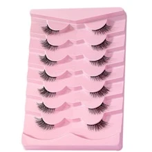 假睫毛，7 對貓眼假睫毛半眼睫毛化妝睫毛延長適合化裝舞會套裝派對 - 黑色 - 查看 2