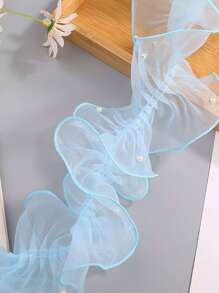 1roll Faux Pearl Decor Sewing Trim, Modern Polyester Sewing Decoration For Home - Blue - View 4