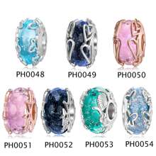 耀眼青金石釘珠,S925純銀圓形吊墜吊墜 - 彩色 - 查看 1