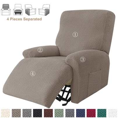 1PC Split Jacquard Recliner Cover Elastic Single Sofa Covers Stretch Spandex Couch Slipcovers Armchair Case Solid Color