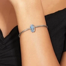 耀眼青金石釘珠,S925純銀圓形吊墜吊墜 - 彩色 - 查看 11