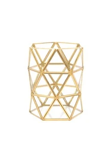 1pc Glass Storage Jar Gold Makeup Brush Organizer - Clear - View 1