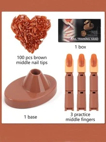 1 Bộ Nail Thực Hành Luyện Tay Ngón Tay Cho Acrylic Móng Tay Nghệ Thuật Người Mới Bắt Đầu Linh Hoạt Màn Hình Làm Móng Tay Dụng Cụ Tiếp Liệu - Màu Khaki - Xem 2