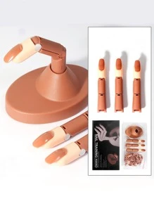 1 Bộ Nail Thực Hành Luyện Tay Ngón Tay Cho Acrylic Móng Tay Nghệ Thuật Người Mới Bắt Đầu Linh Hoạt Màn Hình Làm Móng Tay Dụng Cụ Tiếp Liệu - Màu Khaki - Xem 3