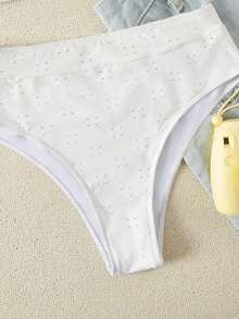 Schiffy Eo cao Bộ đồ bơi Bikini - trắng - Xem 3