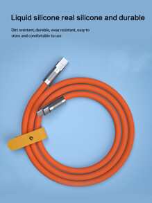 PD TypeC液體矽膠120w6a快速充電線1/2M39.37/78.74英寸USB線USB CToC充電器線兼容華為三星小米POCO - 橘色 - 查看 2