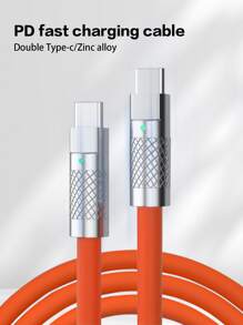 PD TypeC液體矽膠120w6a快速充電線1/2M39.37/78.74英寸USB線USB CToC充電器線兼容華為三星小米POCO - 橘色 - 查看 1