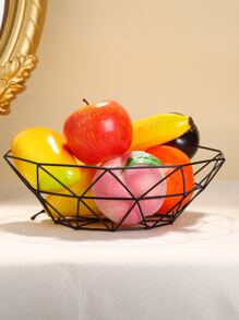1 件装轻奢现代简约镂空装饰收纳水果篮圣诞礼物 - 黑色 - 查看 1