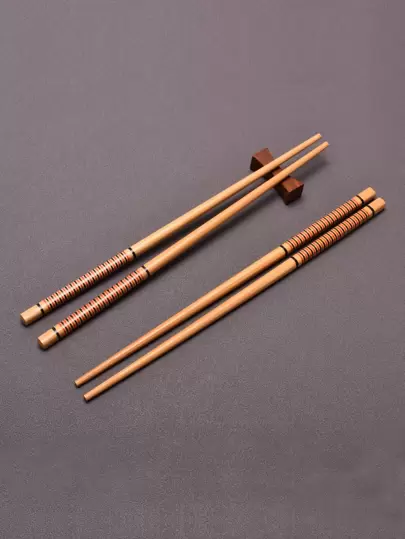 1双条纹竹筷子，厨房，圣诞礼物，学校用品