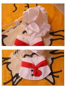 1 件带兜帽的猫狗宠物厨师斗篷，有趣的宠物服装服饰配件 - 白色 - 查看 2