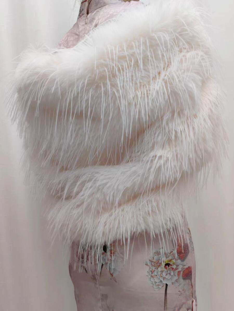 1pc Faux Fox Fur Shawl With Airconditioner Neck Guard For Wedding