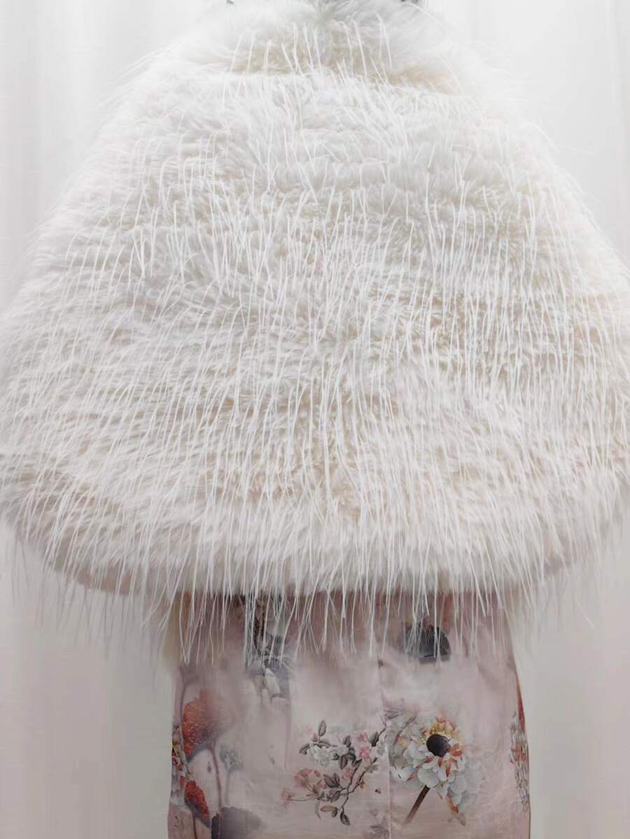 1pc Faux Fox Fur Shawl With Airconditioner Neck Guard For Wedding