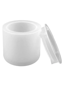 Diy Round Smooth Cup With Lid Storage Tube Silicone Mold For Handmade Candle Holder, Aromatherapy Candle, Gypsum Craft - White - View 4