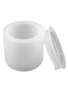 Diy Round Smooth Cup With Lid Storage Tube Silicone Mold For Handmade Candle Holder, Aromatherapy Candle, Gypsum Craft - White - View 5