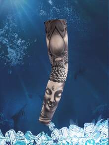 Geometric Pattern Fashionable Sun Protection Arm Sleeves, Universal Arm Warmers Autumn Outfits Halloween Costumes Black Arm Sleeve Gifts For Men