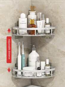 3pcs Silver Aluminum Bathroom Triangle Wall Mounted Storage Shelves, Shower Caddy - 銀色 - 查看 6