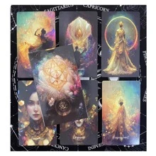 12x7cm Universe Moon Tarot Card 78 Cards/Set With Guidebook Fate Divination Tarot Deck Family Entertainment Board Game Fortune-Telling Cards - Black - View 1