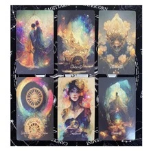 12x7cm Universe Moon Tarot Card 78 Cards/Set With Guidebook Fate Divination Tarot Deck Family Entertainment Board Game Fortune-Telling Cards - Black - View 4