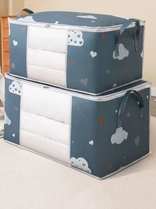 3 件装卡通图案被子收纳盒衣服裤子鞋子牛仔裤靴子裙子 - 藏蓝色 - 查看 3