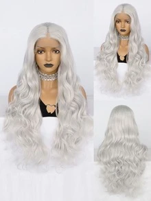 13*1 T-Part Lace Long Curly Synthetic Wig - White - View 7
