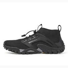 Men Drawstring Design Creek Shoes, Sporty Sneakers - Black - View 2