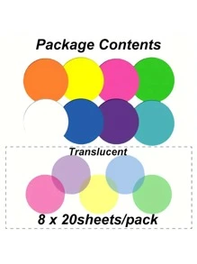 160 pièces Rond Waterproof transparent Autocollants , Semi-Transparent Marqueur De Page & Note autocollante Pour Bureau & Fournitures Scolaires