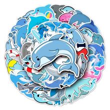 50入組海豚動物卡通防水塗鴉貼紙適用於行李 - 彩色 - 查看 3