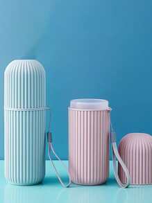 حامل فرشاة أسنان للسفر عشوائي مع كوب شطف محمول وطقم كوب فرشاة أسنان بسيط