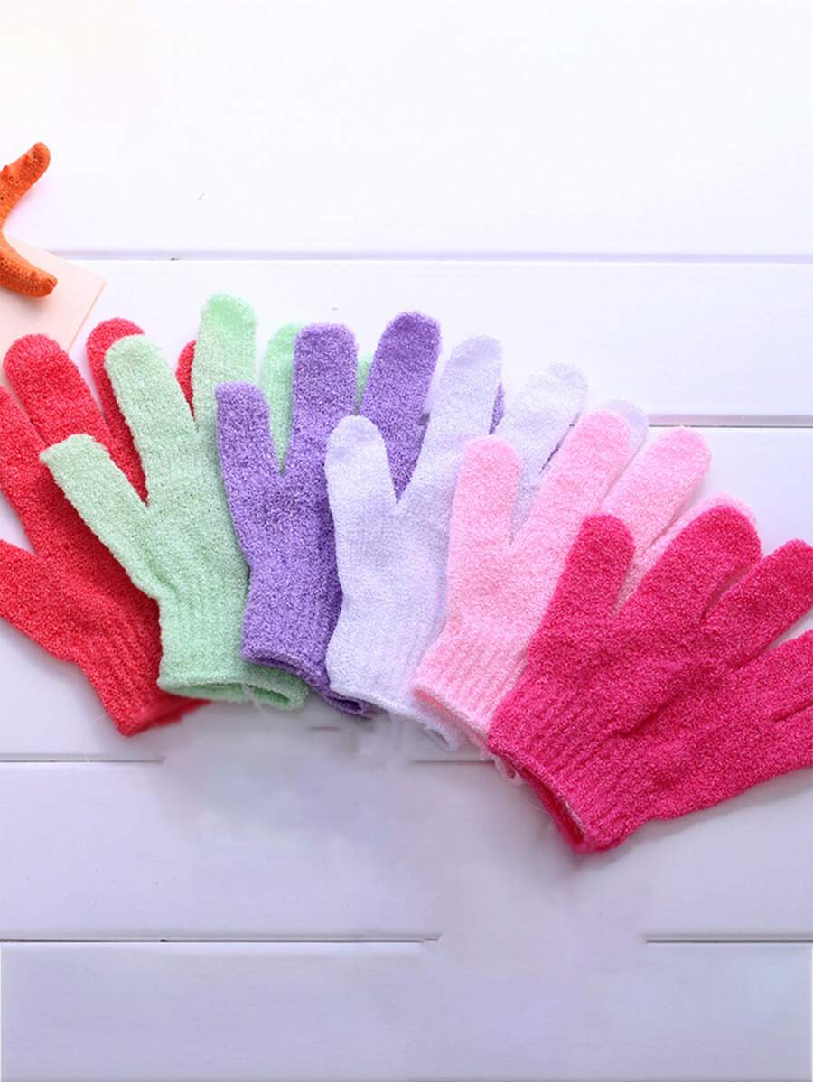 6入組淺粉色去角質沐浴手套擦洗淋浴工具 - 玫紅色 - 查看 1