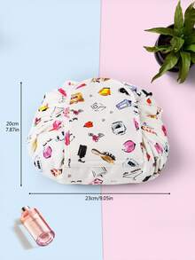 1 件化妆图案聚酯纤维宽松轻便抽绳设计化妆包，方便旅行海边海滩情人节礼物情人节女士礼物女孩礼物女友礼物 - 白色 - 查看 7