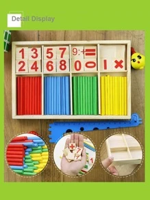 Number Symbol Game Stick, Wooden Math Toys For Kids, Montessori Educational Learning Puzzle, Number Counting Sticks, Kindergarten Mathematics Teaching Aids - Multicolor - View 6