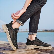 Men Mesh Panel Lace-up Front Dress Shoes, Fashion Shoes - Black - View 6