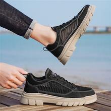 Men Mesh Panel Lace-up Front Dress Shoes, Fashion Shoes - Black - View 4