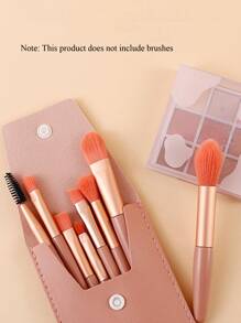 1pc Solid Color Makeup Brush Storage Bag, Modern Portable Makeup Storage Bag For Home And Travel - Pink - View 2