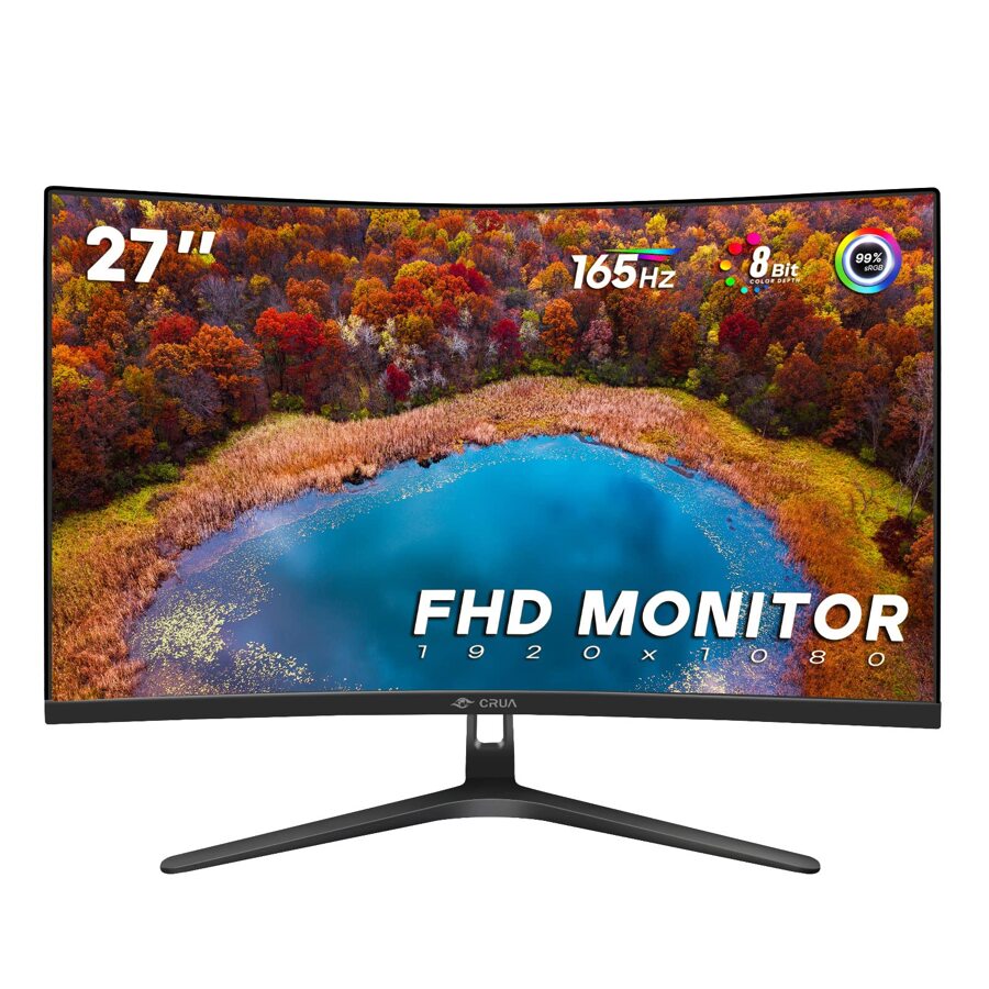 CRUA 27" 144hz/165HZ Curved Gaming Monitor, Full HD 1080P 1800R