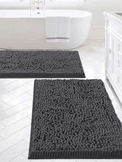 1pc Simple Solid Color Soft Chenille Water-Absorbent Non-Slip Bathroom Floor Mat Bathroom Floor Mat Can Also Be Used For Room Decoration Home Bathroom Decor Bath Rug Floor Carpet Outdoor Rug Door Mat Summer Bathroom Accessories