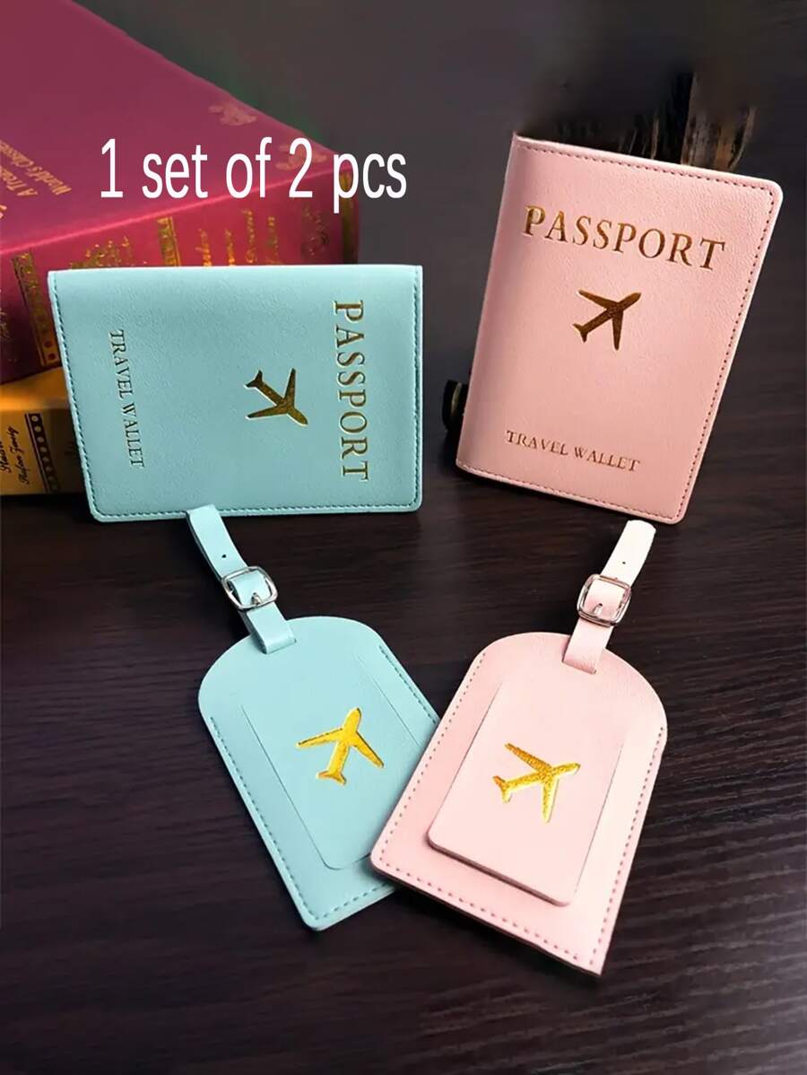 1 Set Of 2 Pcs Personalized Luggage Tag & Passport Cover Set: Keep Your ...